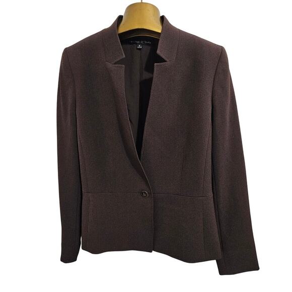 Preston & York Brown Single Button Blazer Jacket High Neck Size Small - Picture 1 of 8